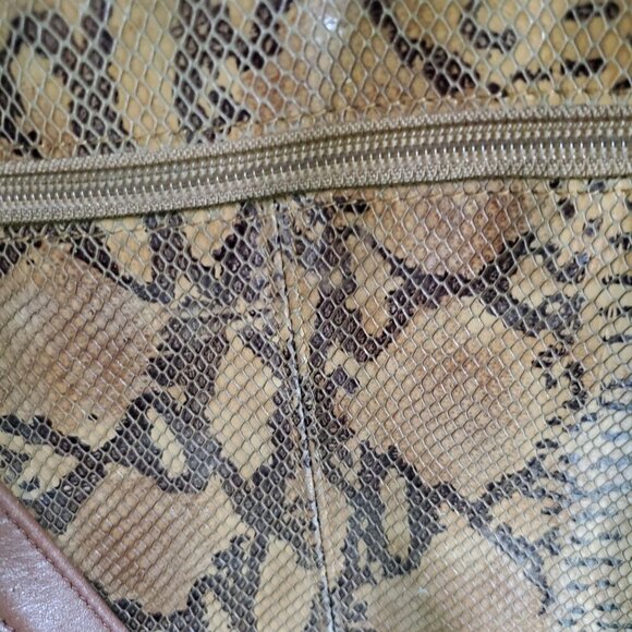 Tignanello Brown Snake Print Leather Dual Strap Shoulder Bag - Picture 5 of 9